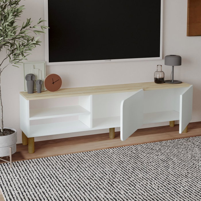 Hanah Home Soporte para TV River Blanco y Roble Zafiro Hanah Home Soporte para TV River Blanco y Roble Zafiro